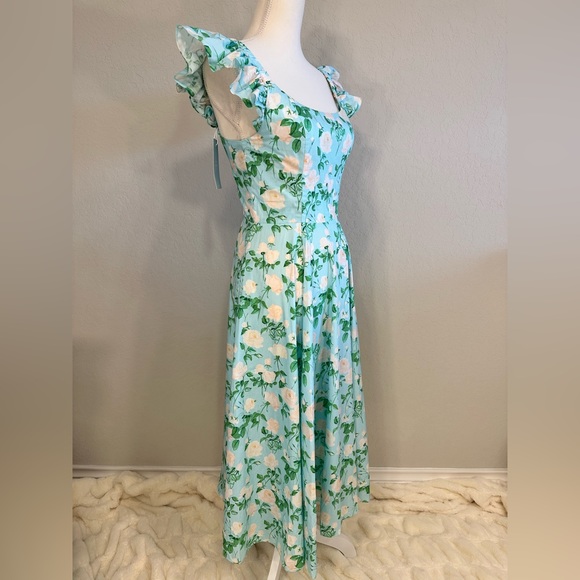NWT Hill House The Daphne Dress Size Small Gorgeous Blue Roses Viral Midi - Picture 7 of 13